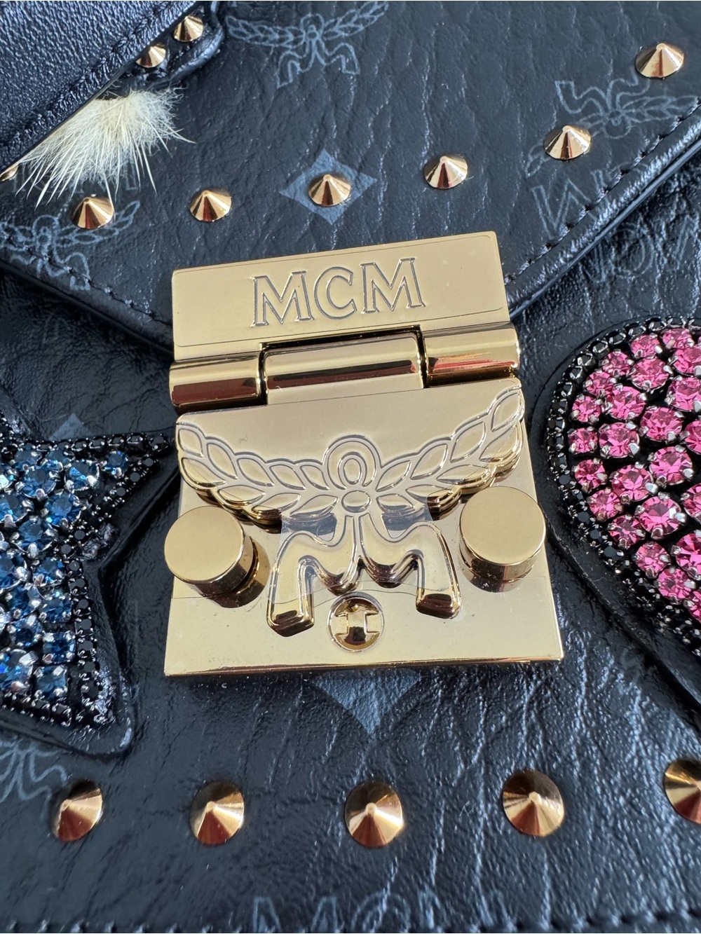 MCM Patricia Embellished Black Leather Crossbody/Shoulder Bag - Limited Edition - Picture 8 of 10